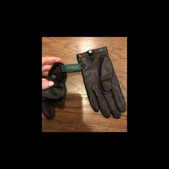 Ralph Lauren grey wool & leather gloves - Picture 3 of 6